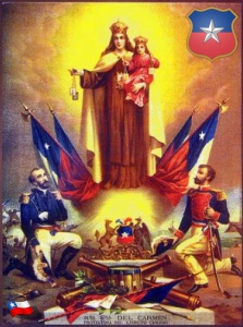 Virgen del Carmen venerada por soldados patriotas Chile